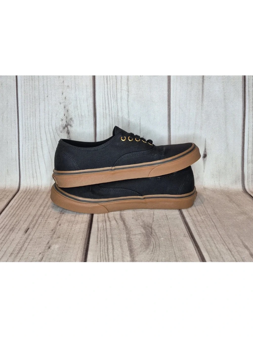 Vans Authentic Black/Gum Canvas Bronze Eyelet Sneakers Men’s Size 9.5/Women’s 11